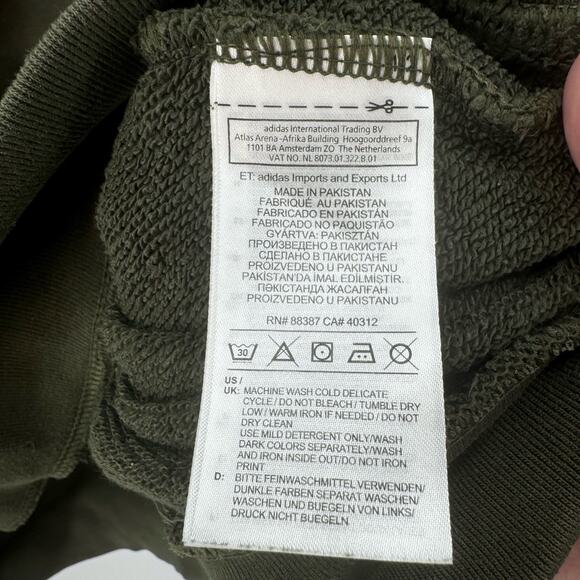 Adidas Sweatshirt Dark Green Trefoil Crew Neck Mens Small Relaxed Fit Athletic - Picture 9 of 10